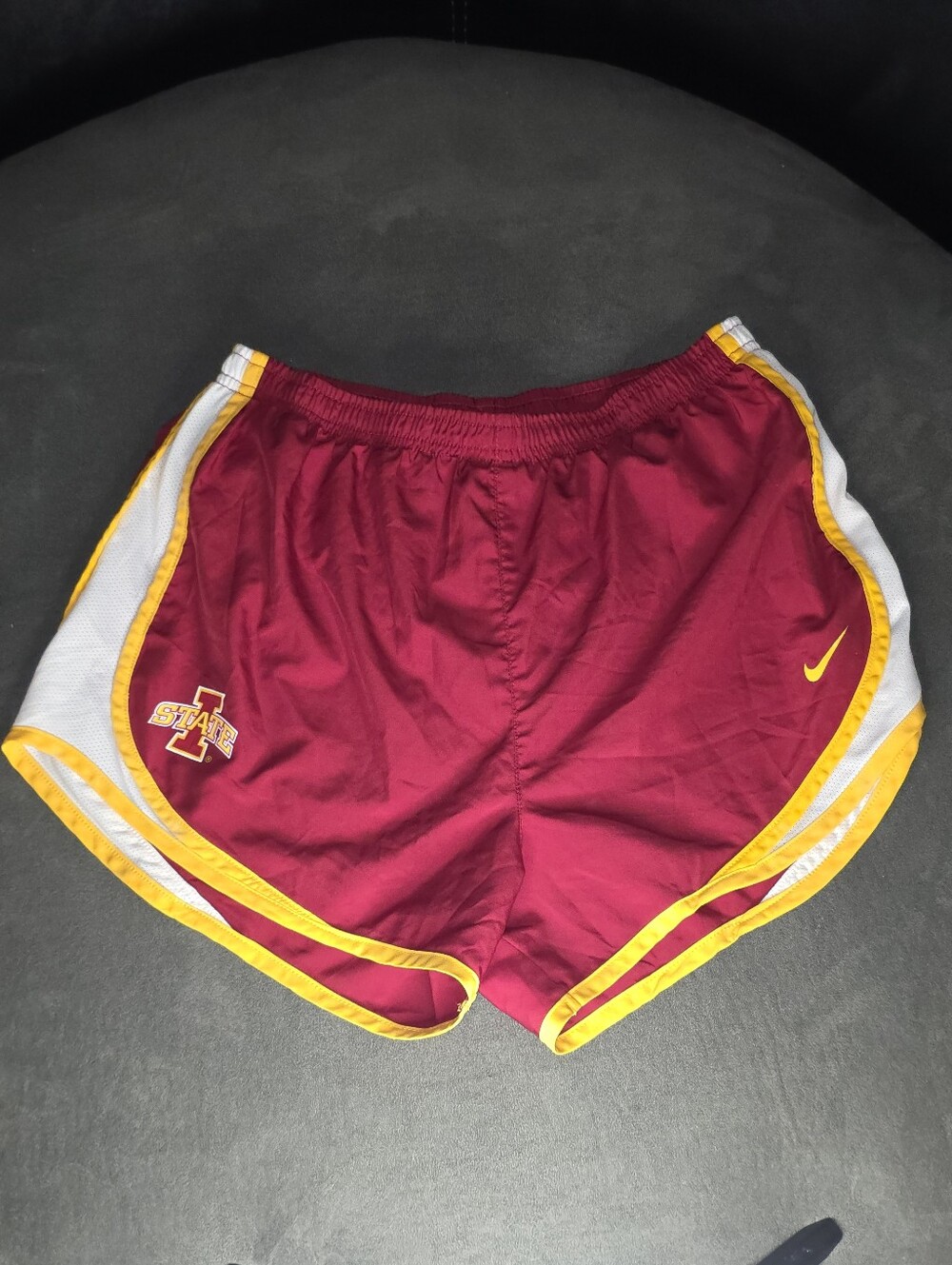 Nike Women's Cardinal Red Iowa State Cyclones Athletic Shorts with Gold Trim